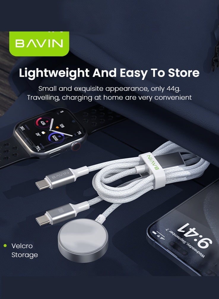 Bavin 2-in-1 USB-C Fast Charger for Apple Watch & iPhone, USB C Magnetic iWatch Charger Cord & USB-C to Lighting Cable 1m, Fast Charging i-Watch Series Ultra/9/8/7/6/SE/5, for Phone 14/13/12/11 Series - Image 4