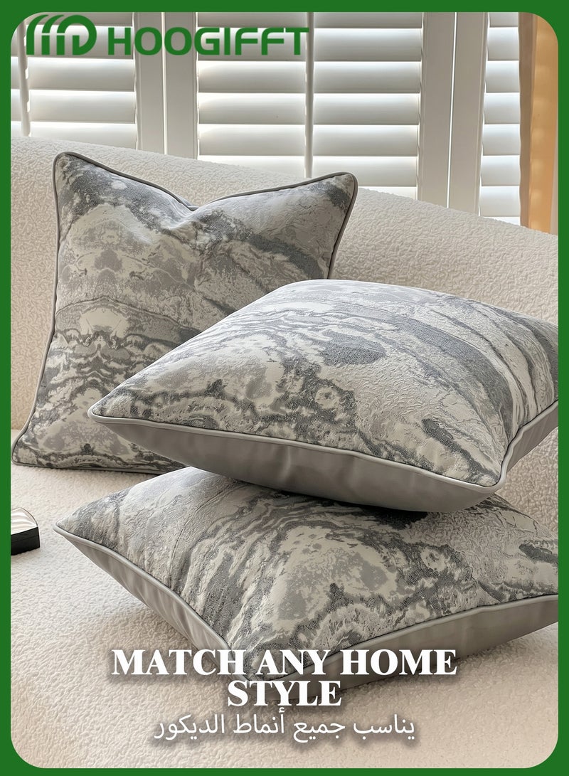 HOOGIFFT Luxury Sand-Flow Jacquard Cushion Covers (Set of 2, 45x45cm) - Marble Texture, Silk-Feel Reverse & Hidden Zipper, Premium Decor for Sofa/Majlis (Covers Only, No Insert) - Image 5