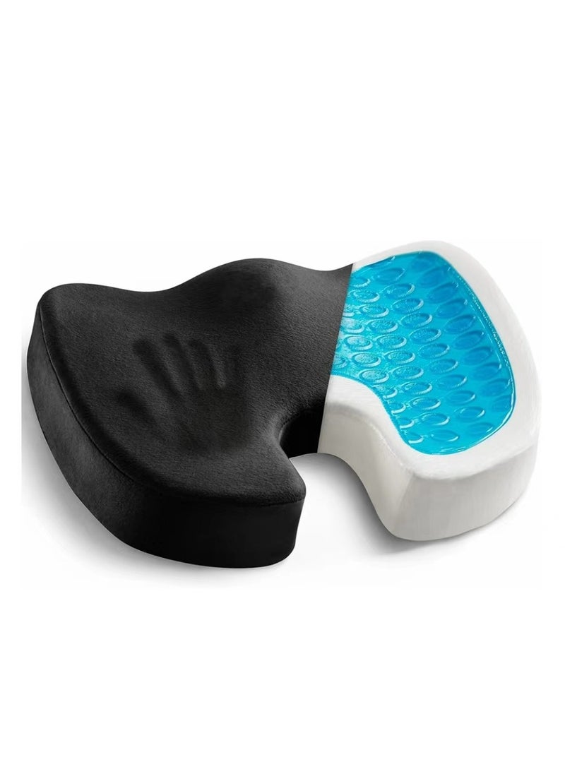 Cool Baby COOLBABY Gel Reinforced Seat Cushion Memory Foam Seat Cushion Ergonomic U Shape Design Non-Slip Strap Soft Velvet Cover For Sciatica Tailbone Back Pain Relief Home Office Car Wheelchair Gray  - Image 1