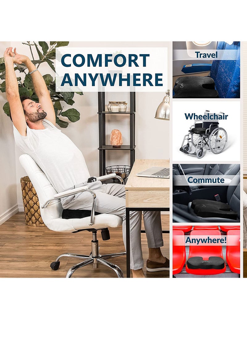 Cool Baby COOLBABY Gel Reinforced Seat Cushion Memory Foam Seat Cushion Ergonomic U Shape Design Non-Slip Strap Soft Velvet Cover For Sciatica Tailbone Back Pain Relief Home Office Car Wheelchair Gray  - Image 3