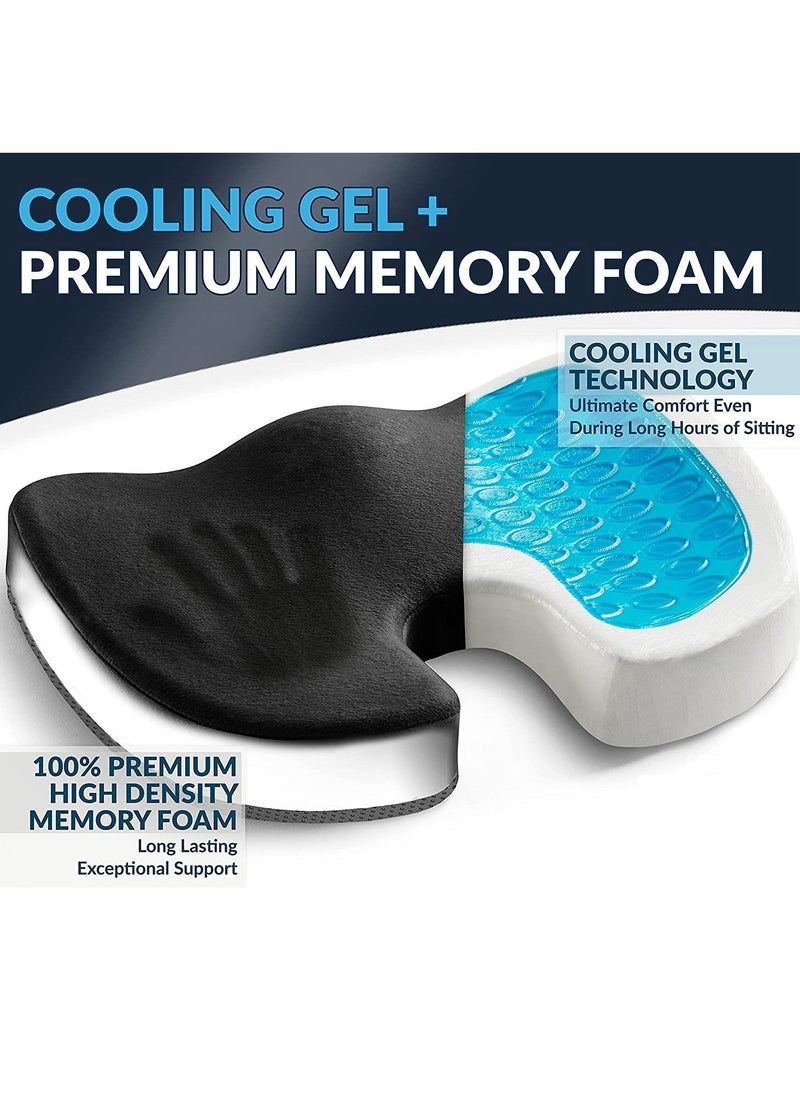 Cool Baby COOLBABY Gel Reinforced Seat Cushion Memory Foam Seat Cushion Ergonomic U Shape Design Non-Slip Strap Soft Velvet Cover For Sciatica Tailbone Back Pain Relief Home Office Car Wheelchair Gray  - Image 4