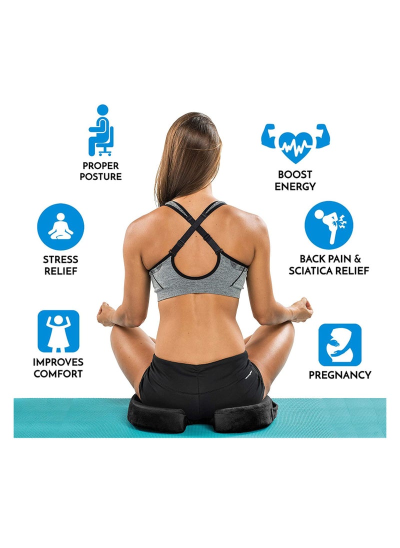 Cool Baby COOLBABY Gel Reinforced Seat Cushion Memory Foam Seat Cushion Ergonomic U Shape Design Non-Slip Strap Soft Velvet Cover For Sciatica Tailbone Back Pain Relief Home Office Car Wheelchair Gray  - Image 5