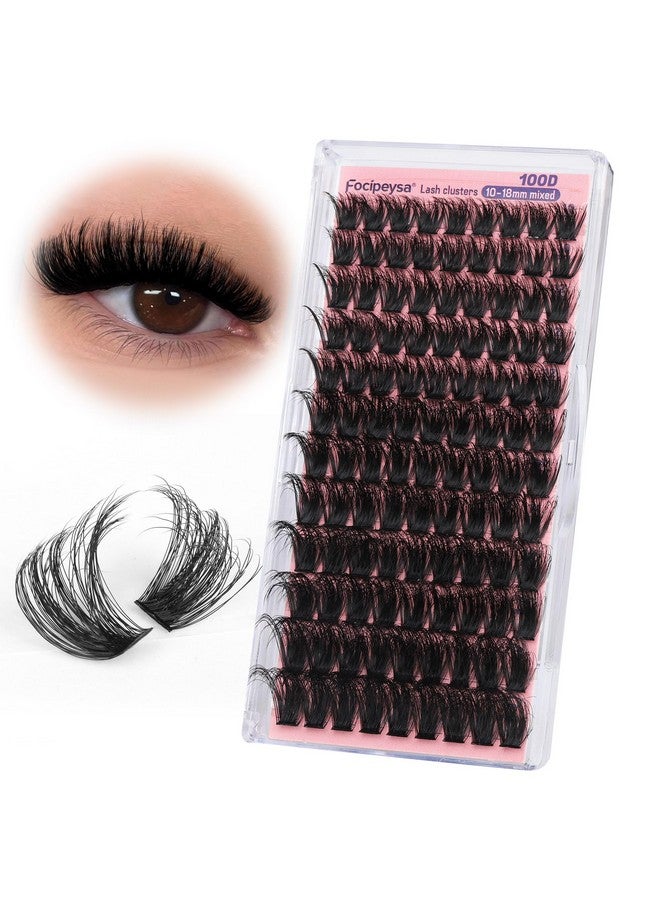 Focipeysa Fluffy Lash Clusters 100D Eyelash Clusters 10-18Mm Fluffy Volume Individual Lashes D Curl Cluster Eyelash Extensions Diy Lash Extension For Beginners - Image 1