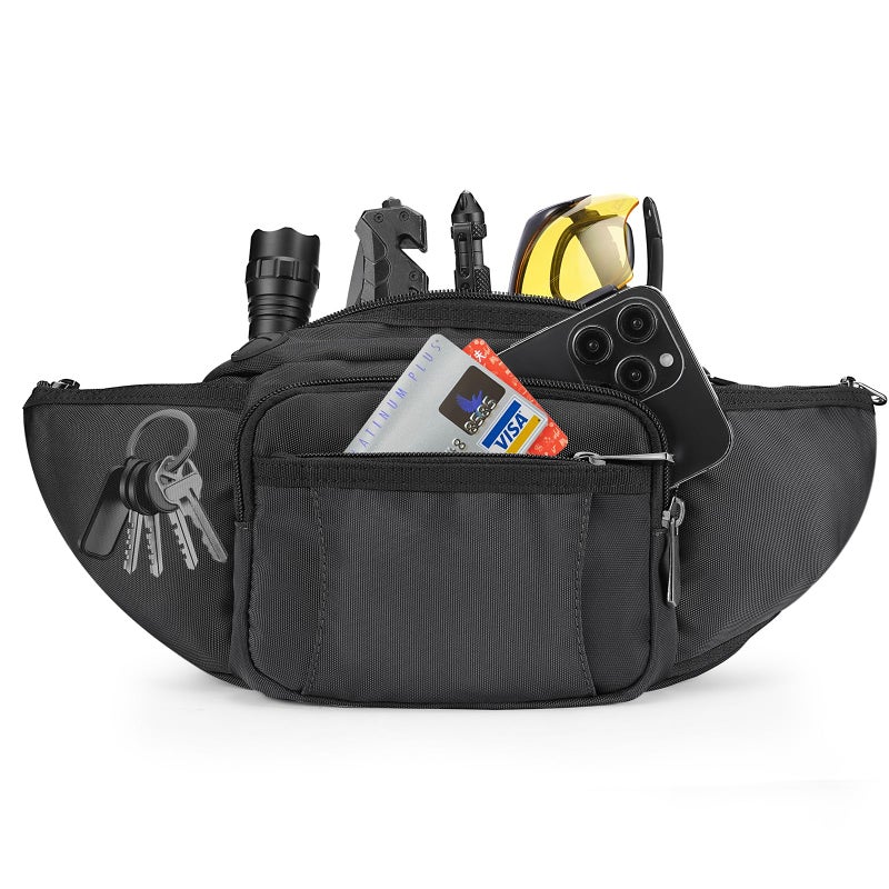 NOOLA Fanny Pack with Water Bottle Holder for Men Women Large Hiking Waist Bag Hip Bum Bag Adjustable Strap Belt Bag 6 Zipper Pocket for Running Cycling Traveling Dog Walking Workout Outdoor Black - Image 5