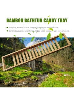 Generic Bathtub Caddy Tray Bamboo Spa Bathtub Caddy Organizer Soap Book Wine Tablet Towel Holder Nonslip Bottom  - Image 2