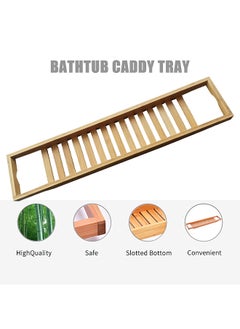 Generic Bathtub Caddy Tray Bamboo Spa Bathtub Caddy Organizer Soap Book Wine Tablet Towel Holder Nonslip Bottom  - Image 3