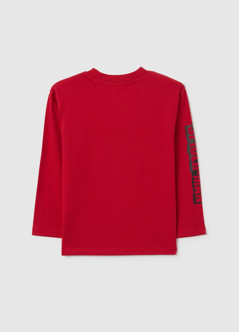 او في اس RED PURE COTTON CHILDREN'S T-SHIRT REGULAR FIT WITH SPIDERMAN PRINT