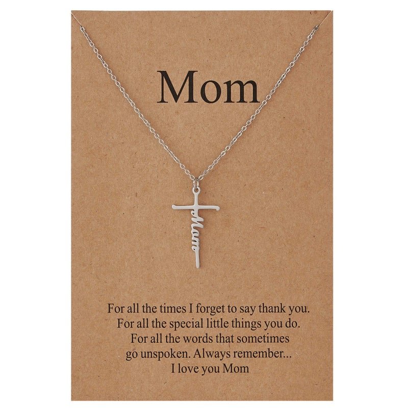 Lcherry Mom Cross Necklace for Women - Birthday Gifts for Mom, Religious Christian Jewelry Mother's Day Gifts for Women - Image 1