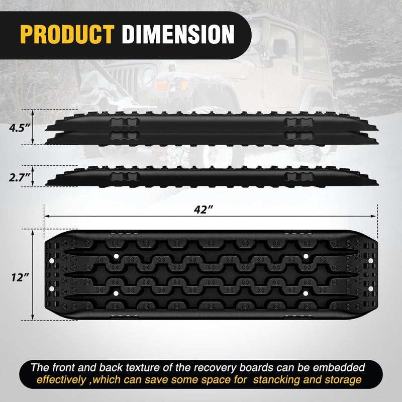 Nilight Recovery Off-road Traction Boards for 4WD 4X4 - Black - Image 2