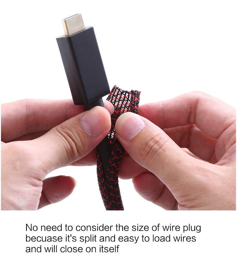 Alex Tech 10ft - 1/4 inch Cord Protector Wire Loom Tubing Cable Sleeve Split Sleeving For USB Cable Power Cord Audio Video Cable – Protect Cat From Chewing Cords - Blackred - Image 2