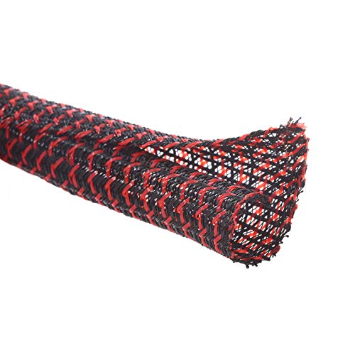 Alex Tech 10ft - 1/4 inch Cord Protector Wire Loom Tubing Cable Sleeve Split Sleeving For USB Cable Power Cord Audio Video Cable – Protect Cat From Chewing Cords - Blackred - Image 1