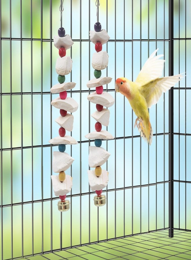 MHLLGN 2 Pack Bird Toys with Cuttlebone, Parakeet Toys, Bird Beak Grinding Stone, Cage Accessories for Parakeets, Cuttlefish Bone for Budgies, Cockatiels, Lovebirds, Green Cheeks, Small to Medium Birds - Image 5