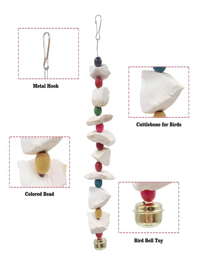 MHLLGN 2 Pack Bird Toys with Cuttlebone, Parakeet Toys, Bird Beak Grinding Stone, Cage Accessories for Parakeets, Cuttlefish Bone for Budgies, Cockatiels, Lovebirds, Green Cheeks, Small to Medium Birds - Image 3