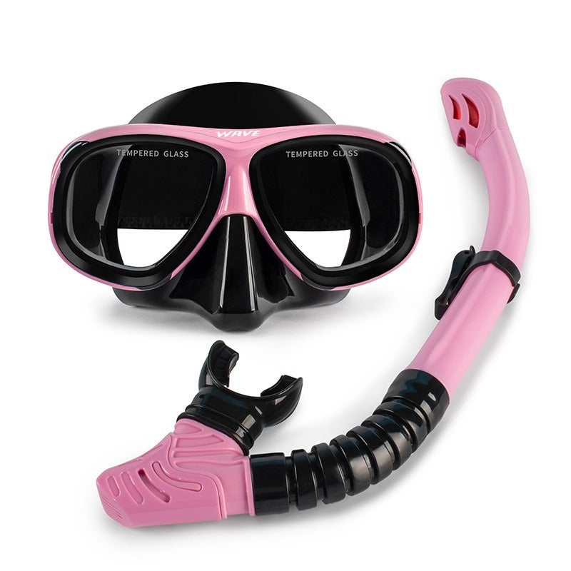 WAVE Snorkeling Set Diving Mask Full Dry Snorkel with Lenses 150 to 600 Diopters