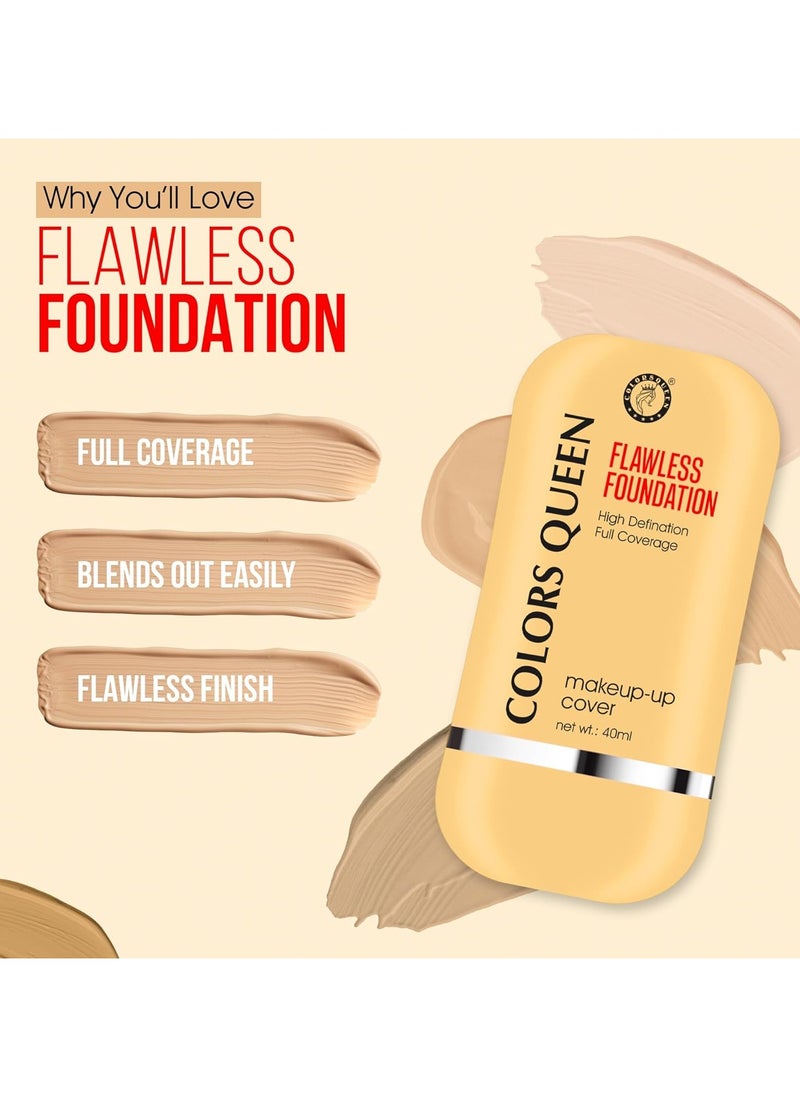 COLORS QUEEN flawless makeup cover foundation 40ml lightweight long lasting matte liquid foundation for face enriched with jojoba seed oil and niacinamide 04 Natural Nude  - Image 3