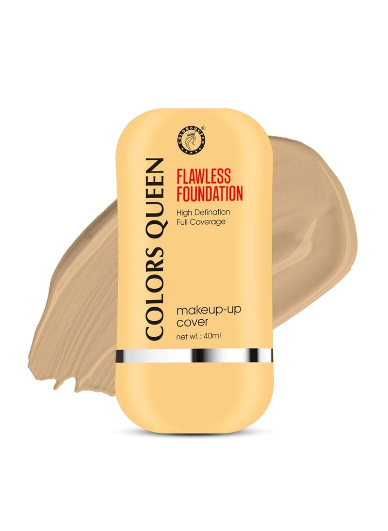 COLORS QUEEN flawless makeup cover foundation 40ml lightweight long lasting matte liquid foundation for face enriched with jojoba seed oil and niacinamide 04 Natural Nude  - Image 1