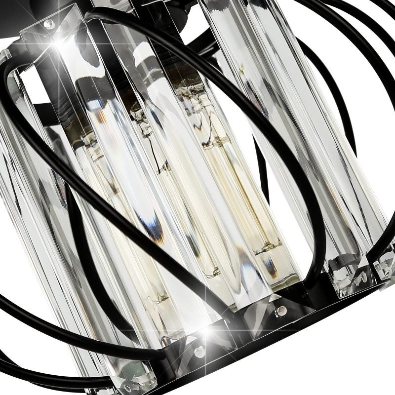 Semi Flush Mount Ceiling Light 4.72 Inch Matte Black Metal Cage with Crystal Shade - Farmhouse Industrial Small Ceiling Lamp for Hallway Kitchen Porch - Image 5