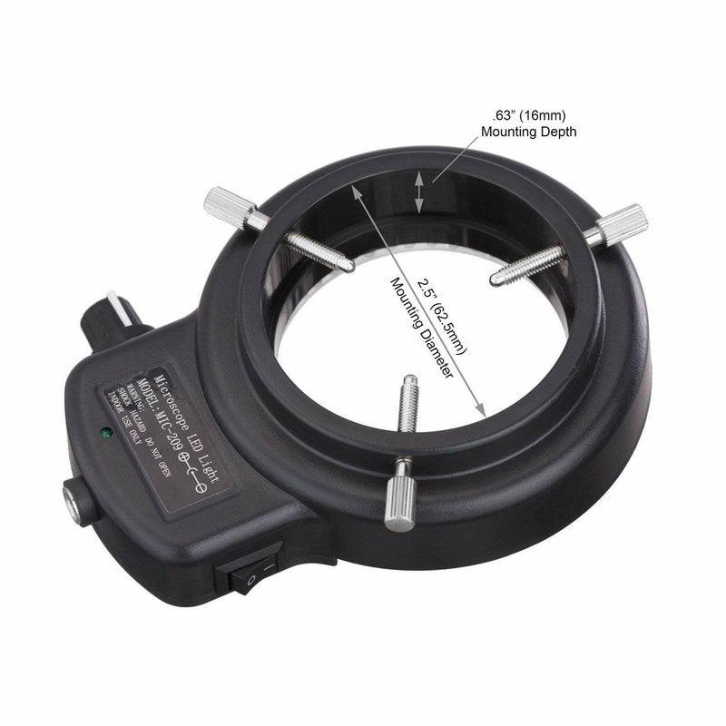 AmScope 144 LED Intensity-Adjustable Ring Light: Stereo Microscope Accessory with Black Housing - Image 3