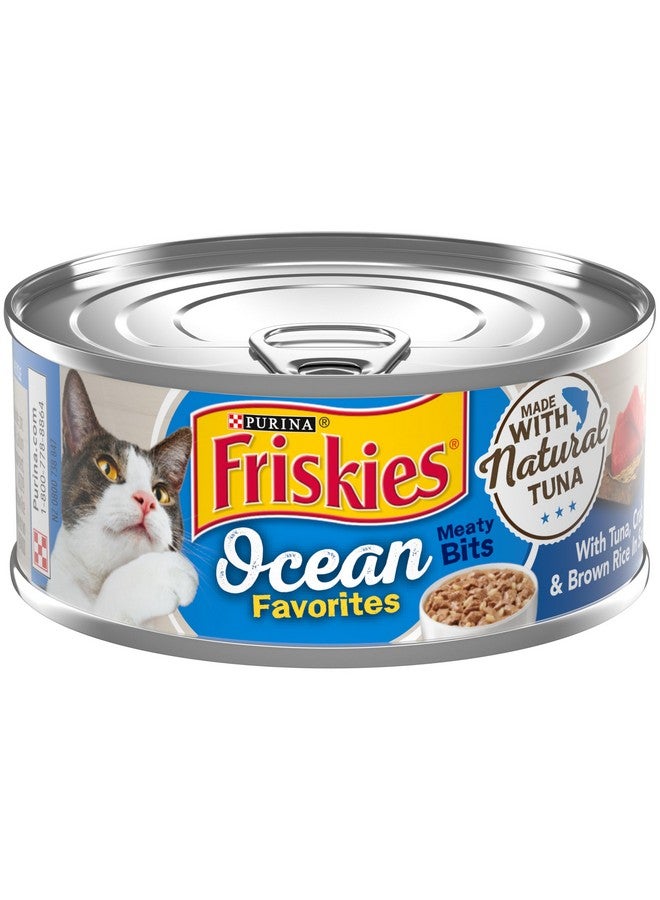 Friskies Purina Friskies Natural Wet Cat Food, Ocean Favorites Meaty Bits With Tuna, Crab & Brown Rice - (Pack of 24) 5.5 oz. Cans - Image 1