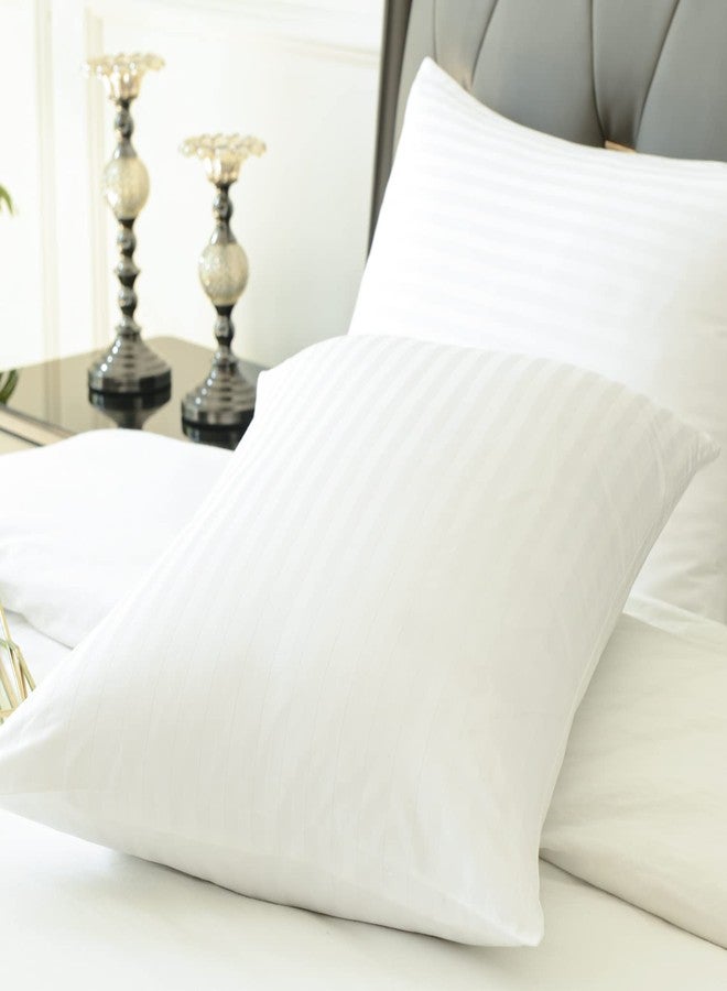 Precoco 100% Cotton King Pillow Protectors with Zipper, White Pillow Cases King Size Set of 2 for Home & Hotel, Sateen Soft Cooling Hidden Zippered Pillow Case Protector for Hair & Skin, 20x36 in - Image 2