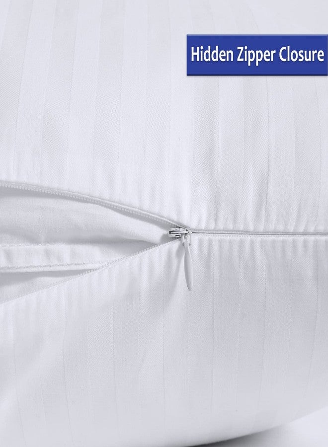 Precoco 100% Cotton King Pillow Protectors with Zipper, White Pillow Cases King Size Set of 2 for Home & Hotel, Sateen Soft Cooling Hidden Zippered Pillow Case Protector for Hair & Skin, 20x36 in - Image 3