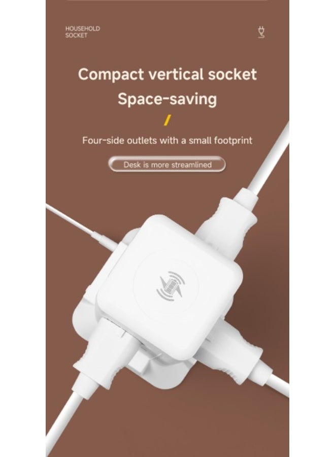 Tower Power Strip with  Wireless Charger, 6FT Flat Plug Extension Cord with Multiple Outlets, 8 AC Outlets, 2 USB Ports , 1 type-C Ports ,Charging Station Surge Protector for Office Home Dorm Room (White) - Image 5