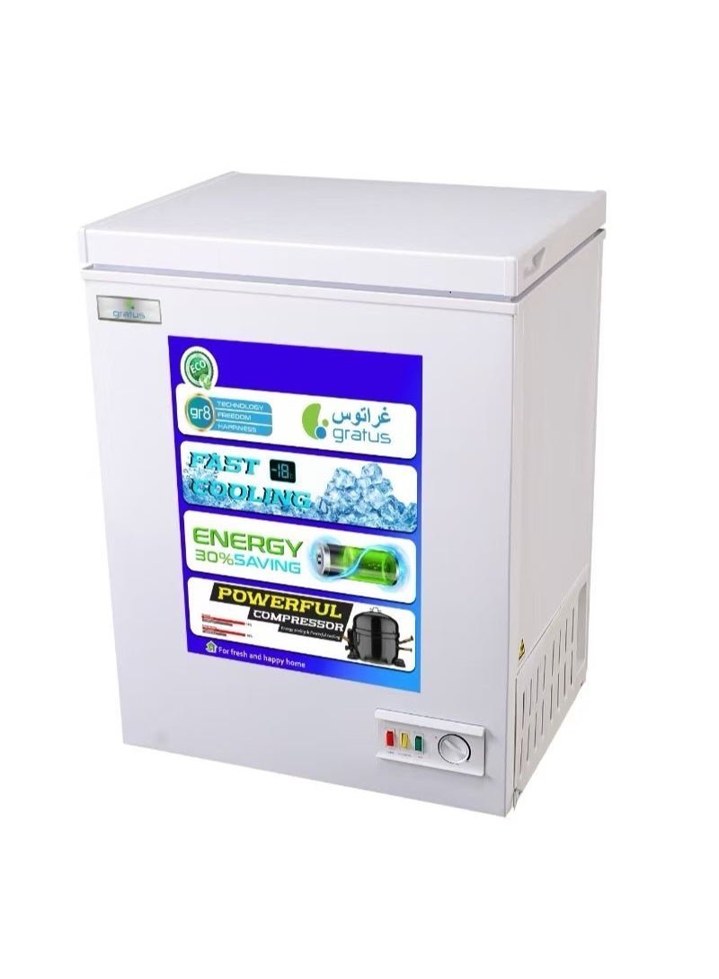 gratus 60 L Tropicalized Chest Freezer | External Handle, Inner Shelf & LED Light | Lock & Key | 1-Year Unit & 2-Year Compressor Warranty | Model GFZ60FCDX1 - Image 1