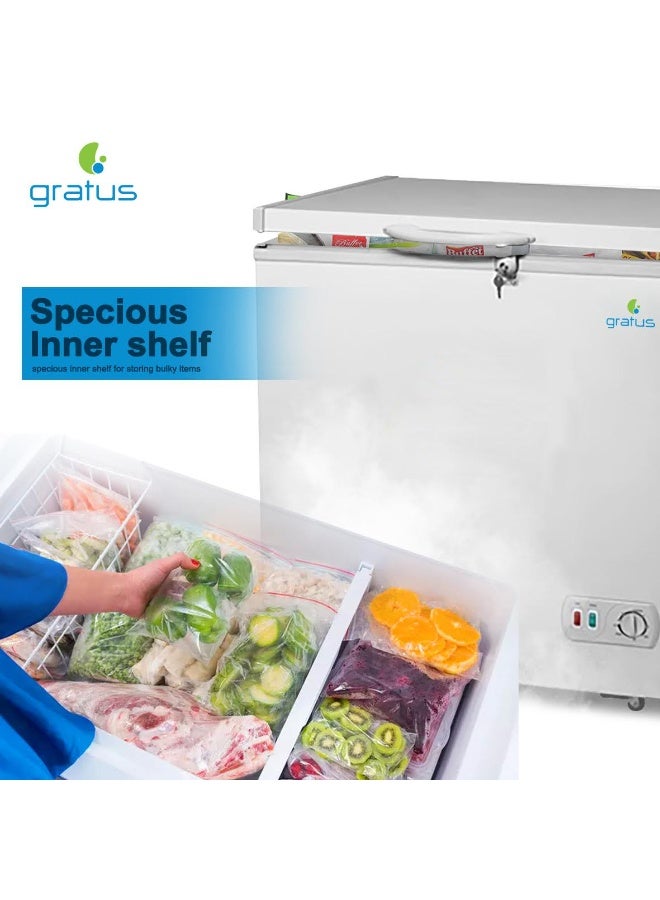 gratus 60 L Tropicalized Chest Freezer | External Handle, Inner Shelf & LED Light | Lock & Key | 1-Year Unit & 2-Year Compressor Warranty | Model GFZ60FCDX1 - Image 3