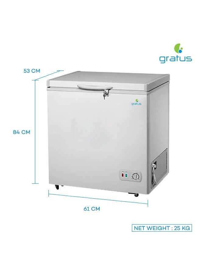 gratus 60 L Tropicalized Chest Freezer | External Handle, Inner Shelf & LED Light | Lock & Key | 1-Year Unit & 2-Year Compressor Warranty | Model GFZ60FCDX1 - Image 2