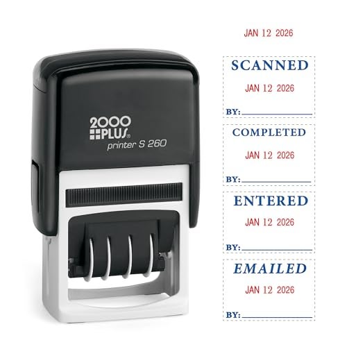 2000 PLUS® 4-in-1 Date Stamp, 15/16" x 1 3/4", Blue/Red - Image 2