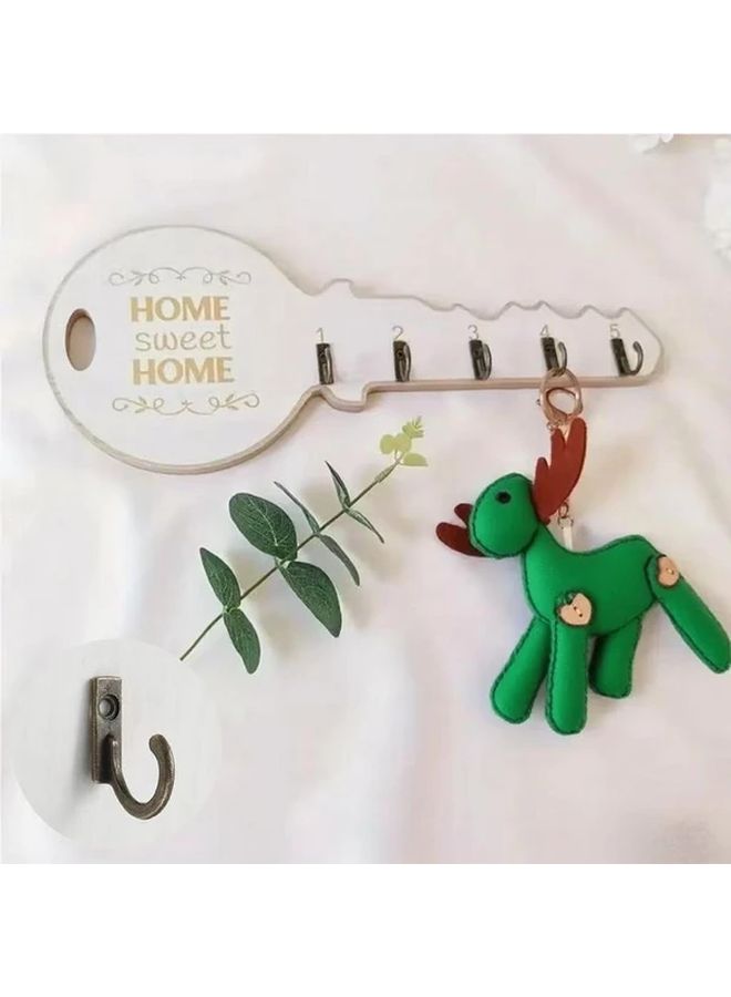 8 Pcs Wooden Key Rack Hooks Bohemian Country Style Space Saving Wall Mounted Organizer Hook Easy Installation Suitable For Keys Coats Entryway Kitchen Office Key Hanger - Image 1