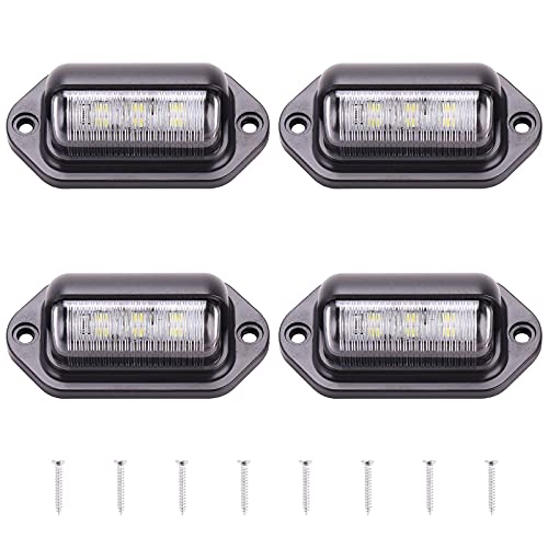 Kinstecks 4PCS License Plate Light 6-SMD License Plate Lamp Taillight 12V-24V for Truck SUV Trailer Van RV Boats-White - Image 1