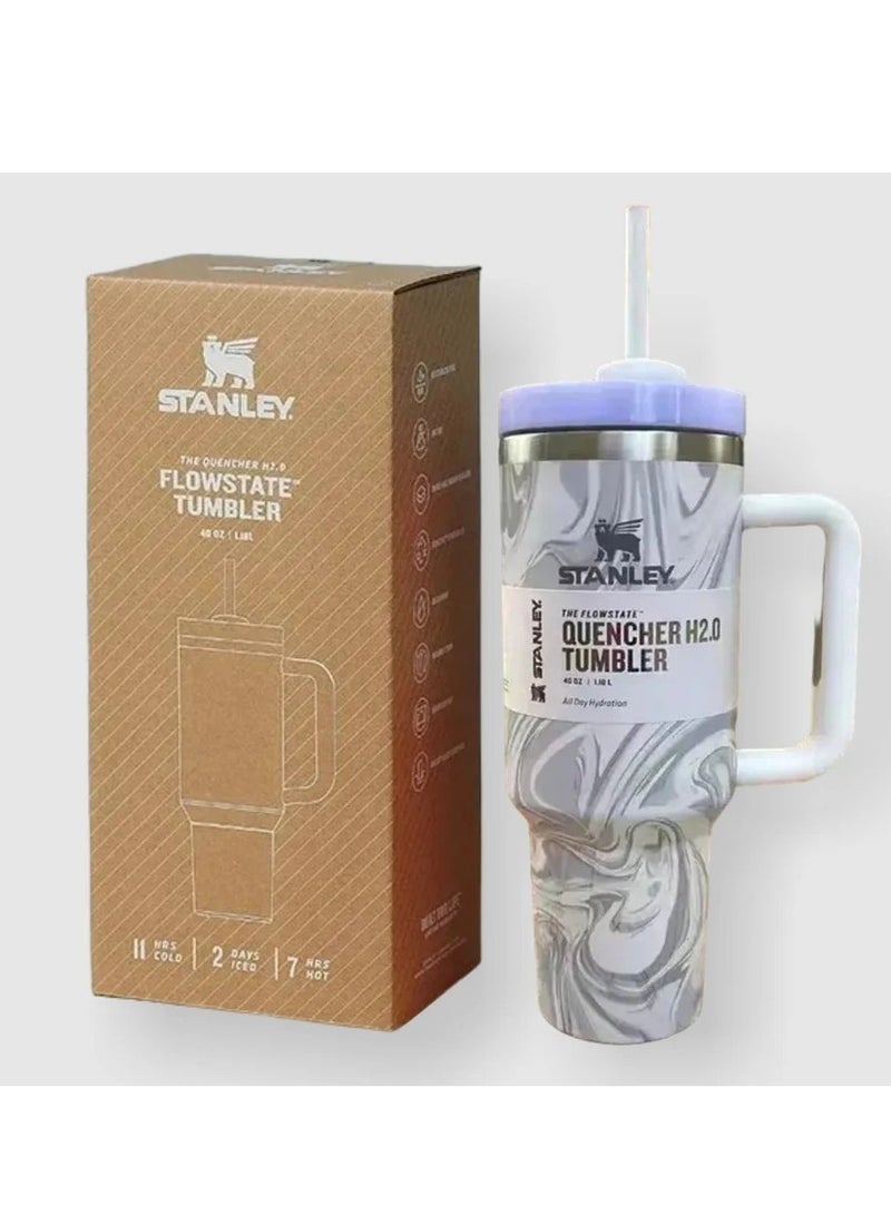 Stanley Quencher H2.0 40 oz Vacuum Insulated Tumbler with FlowState Lid & Straw – Rose Quartz Swirl | Keeps Drinks Hot for 7 Hours, Cold for 24 Hours | Premium Double-Walled, Leak-Proof Design | Perfect for Coffee, Water, Smoothies & On-the-Go Hydration - Image 5