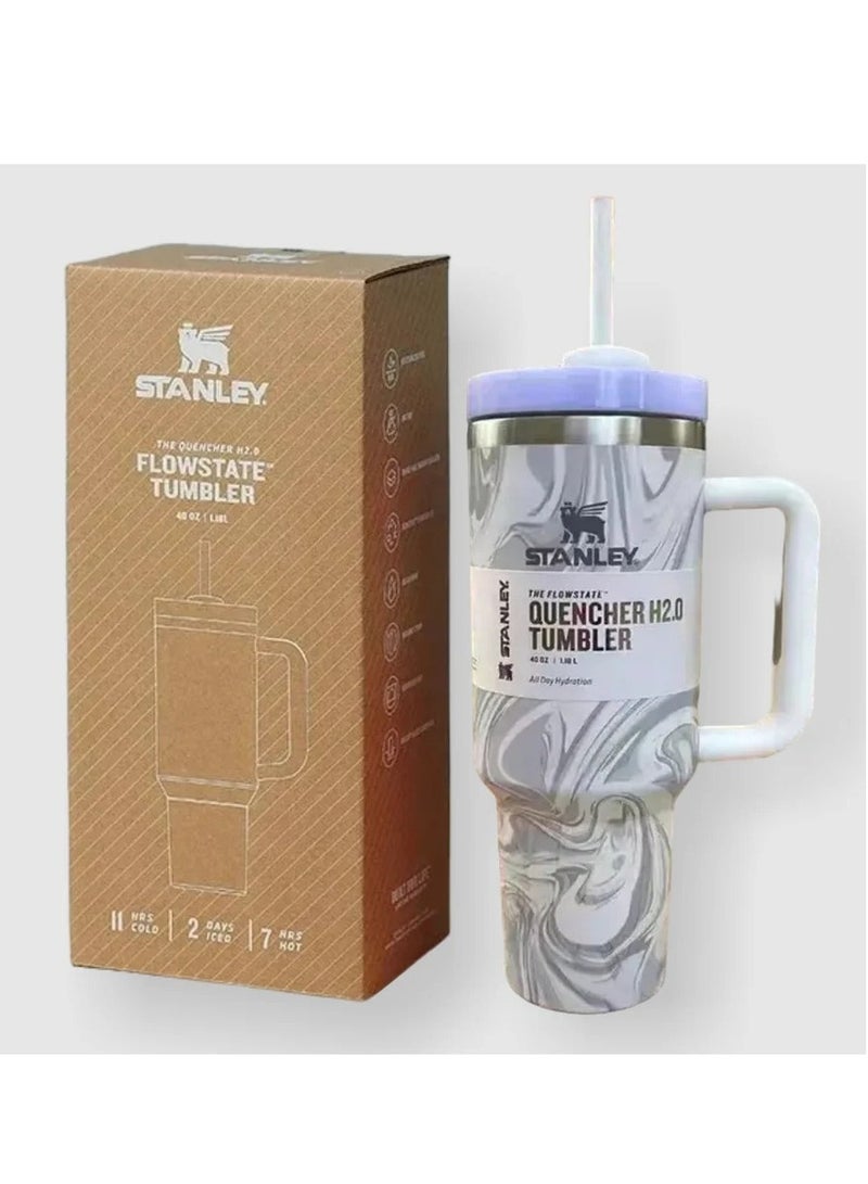 Stanley Quencher H2.0 40 oz Vacuum Insulated Tumbler with FlowState Lid & Straw – Rose Quartz Swirl | Keeps Drinks Hot for 7 Hours, Cold for 24 Hours | Premium Double-Walled, Leak-Proof Design | Perfect for Coffee, Water, Smoothies & On-the-Go Hydration - Image 3