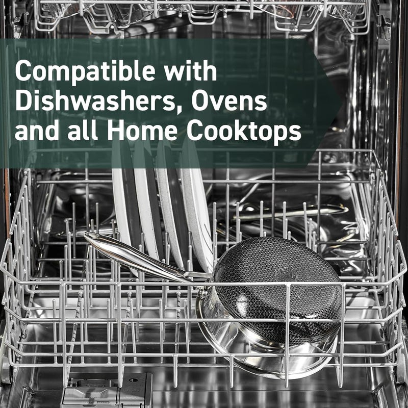 HexClad قدر هكسكلاد الهجين غير اللاصق سعة 1 لتر مع غطاء زجاجي مقسى، مقبض بارد، آمن في غسالة الصحون، جاهز للاستخدام على الحث، متوافق مع جميع أسطح الطهي - Image 5