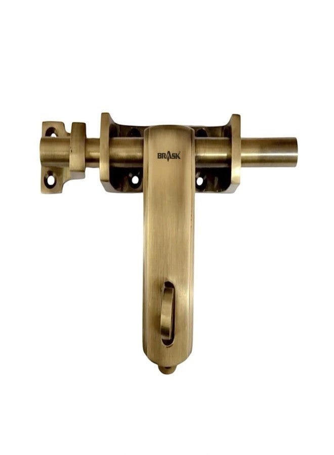BRASK "BRASK" Brass Box Aldrop 6" (150 mm) | Locking Bolt 6" | Brass Locking Latch Bolt 6" | Kundi | Latching Draw Hasp (Antique, 1) - Image 1