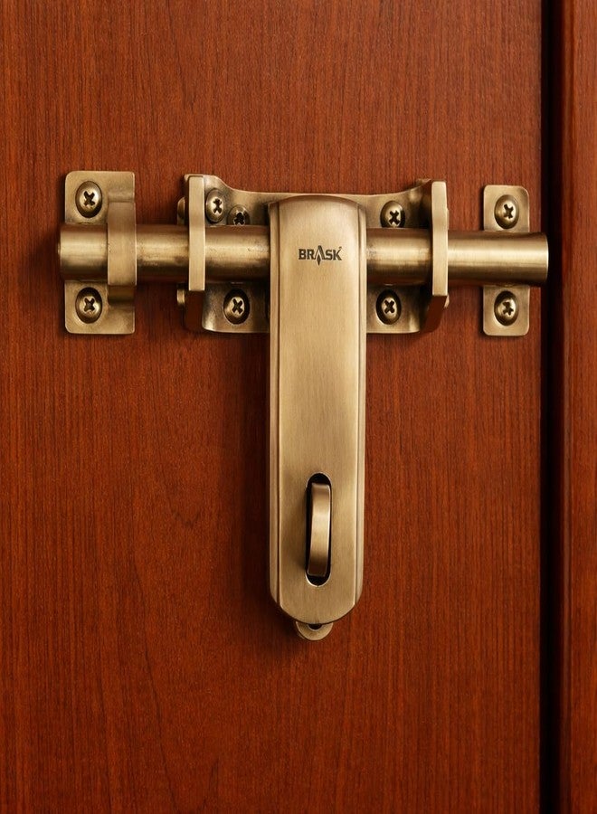 BRASK "BRASK" Brass Box Aldrop 6" (150 mm) | Locking Bolt 6" | Brass Locking Latch Bolt 6" | Kundi | Latching Draw Hasp (Antique, 1) - Image 3