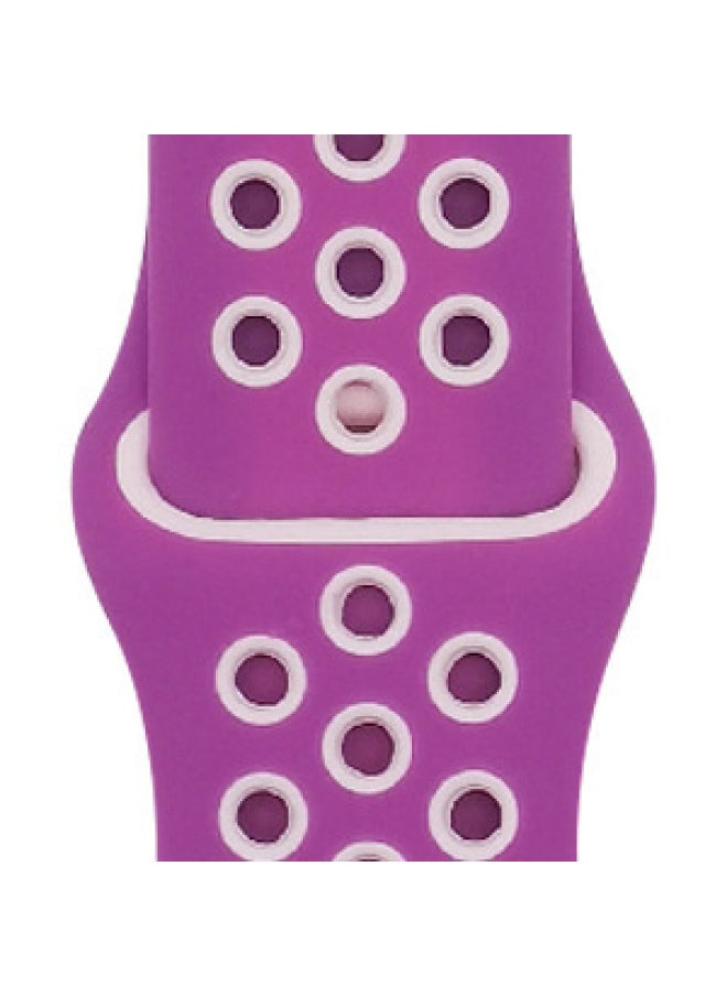 Generic Suitable For Apple Two-color Silicone Nike Strap Nike Hole Apple Iwatch Breathable Sports Watch Strap-Color:53 Dark Purple + Pink-Specifications:42/44/45/49mm-L  - Image 1
