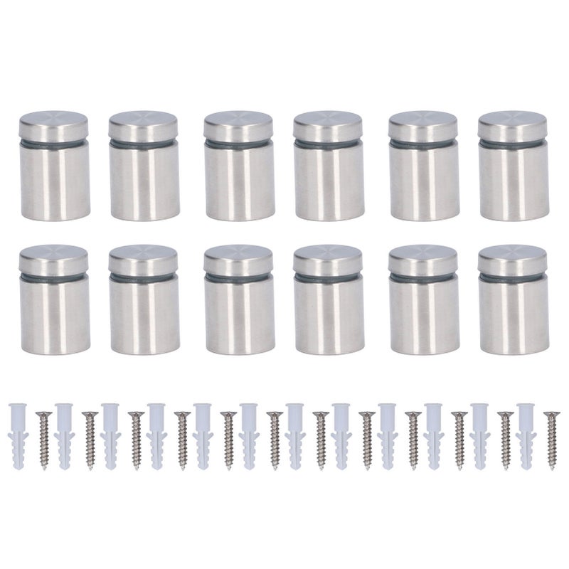 12Pcs Standoff Screw Stainless Steel 19x25mm Wall Mount Advertising Fastener Set Kit - Image 1