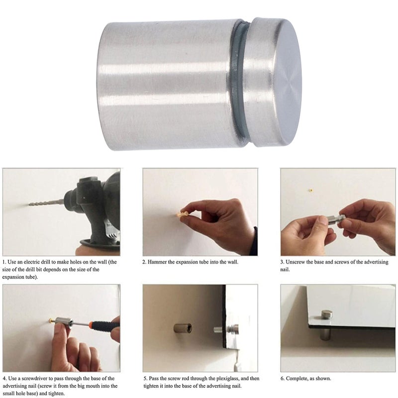 12Pcs Standoff Screw Stainless Steel 19x25mm Wall Mount Advertising Fastener Set Kit - Image 4