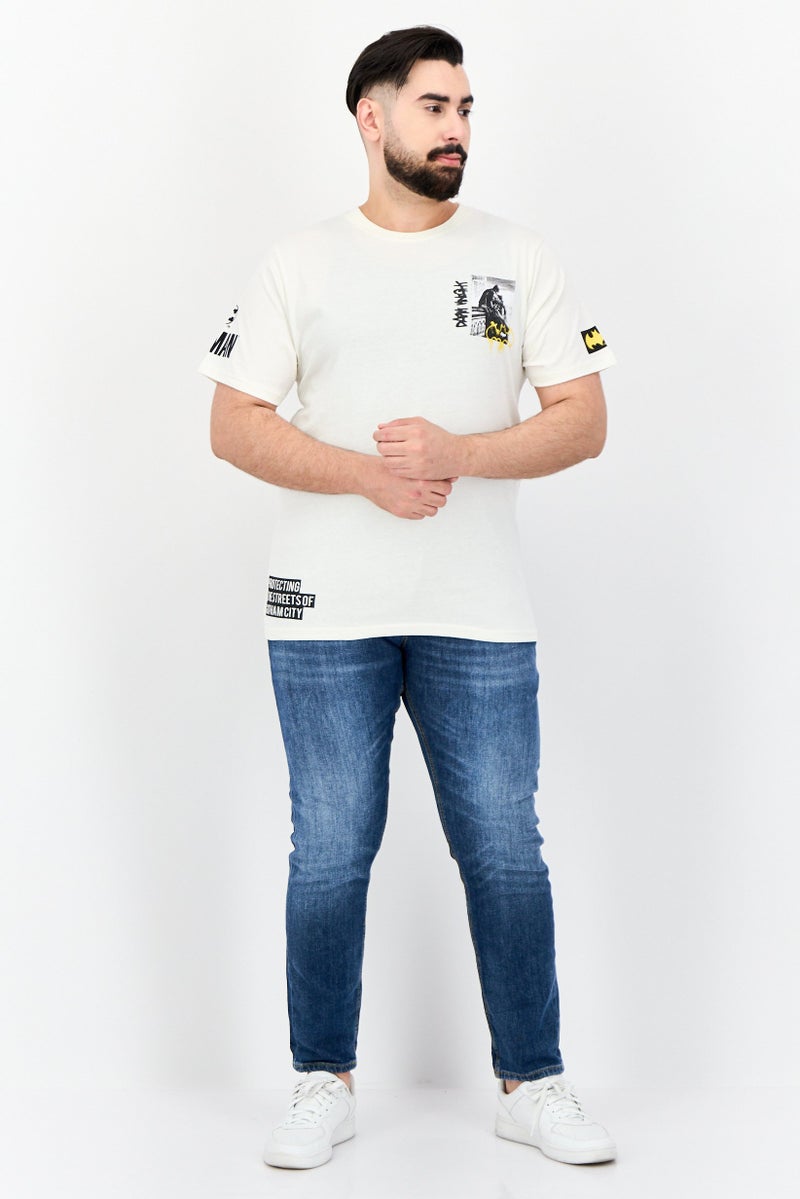 Batman DC Batman Men Crew Neck Short Sleeve Graphic Print T-Shirt, Off White - Image 4