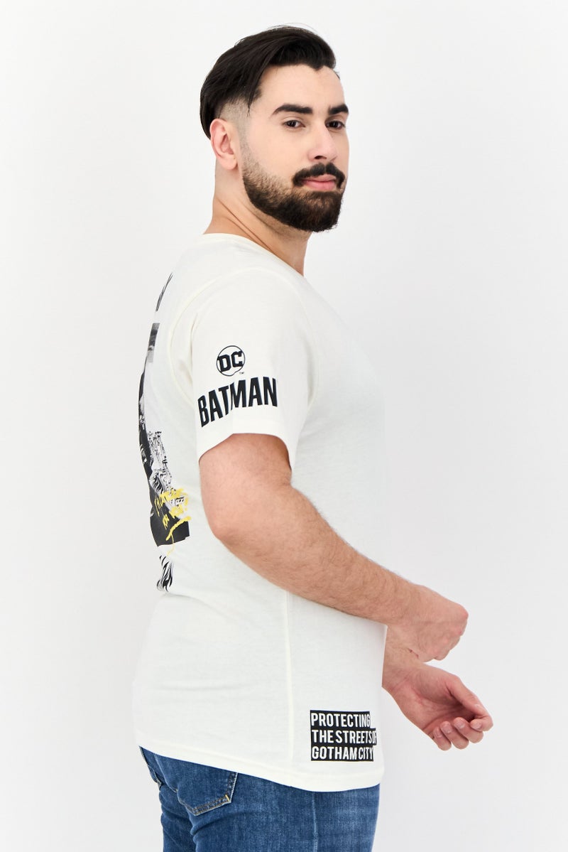Batman DC Batman Men Crew Neck Short Sleeve Graphic Print T-Shirt, Off White - Image 3