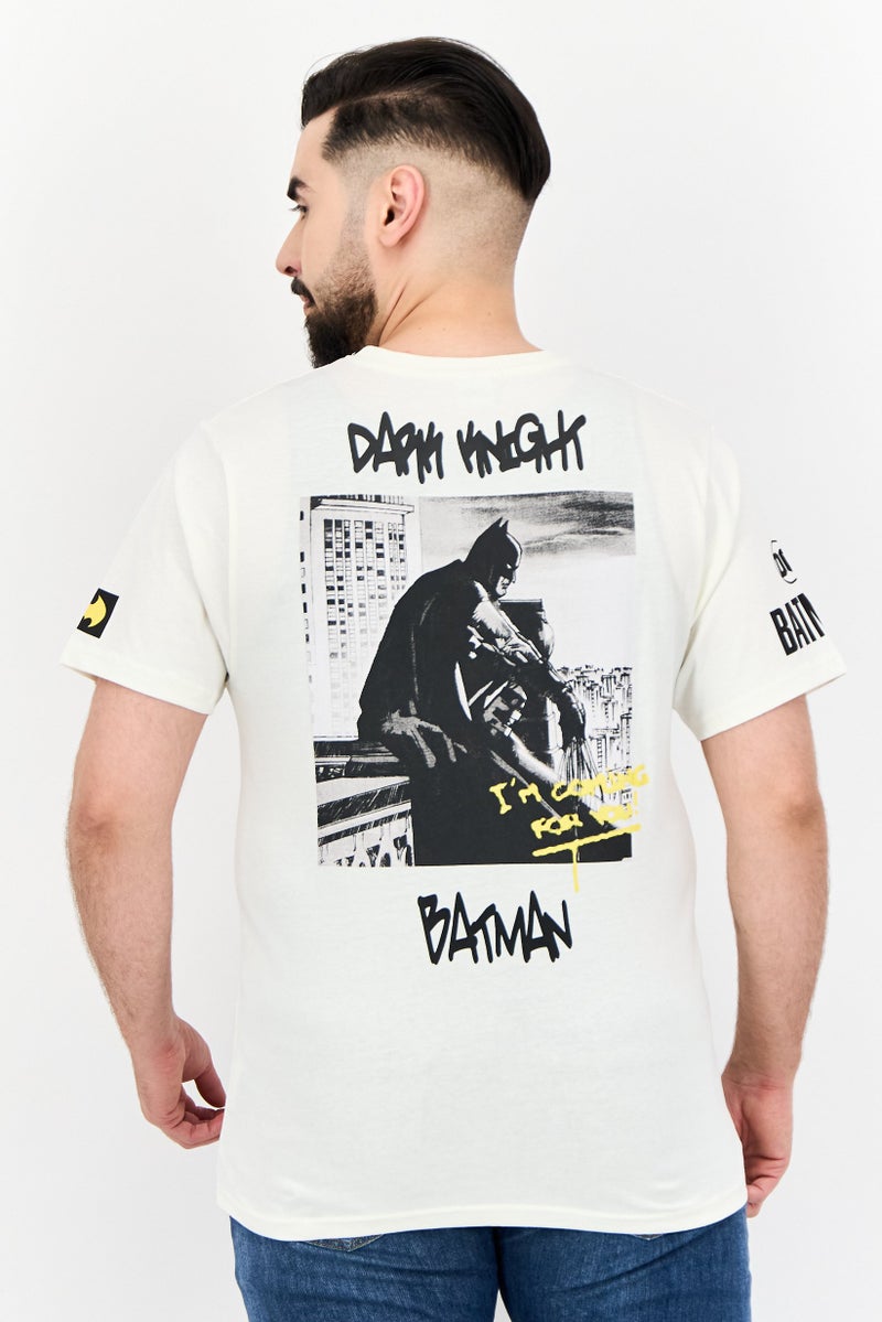Batman DC Batman Men Crew Neck Short Sleeve Graphic Print T-Shirt, Off White - Image 2