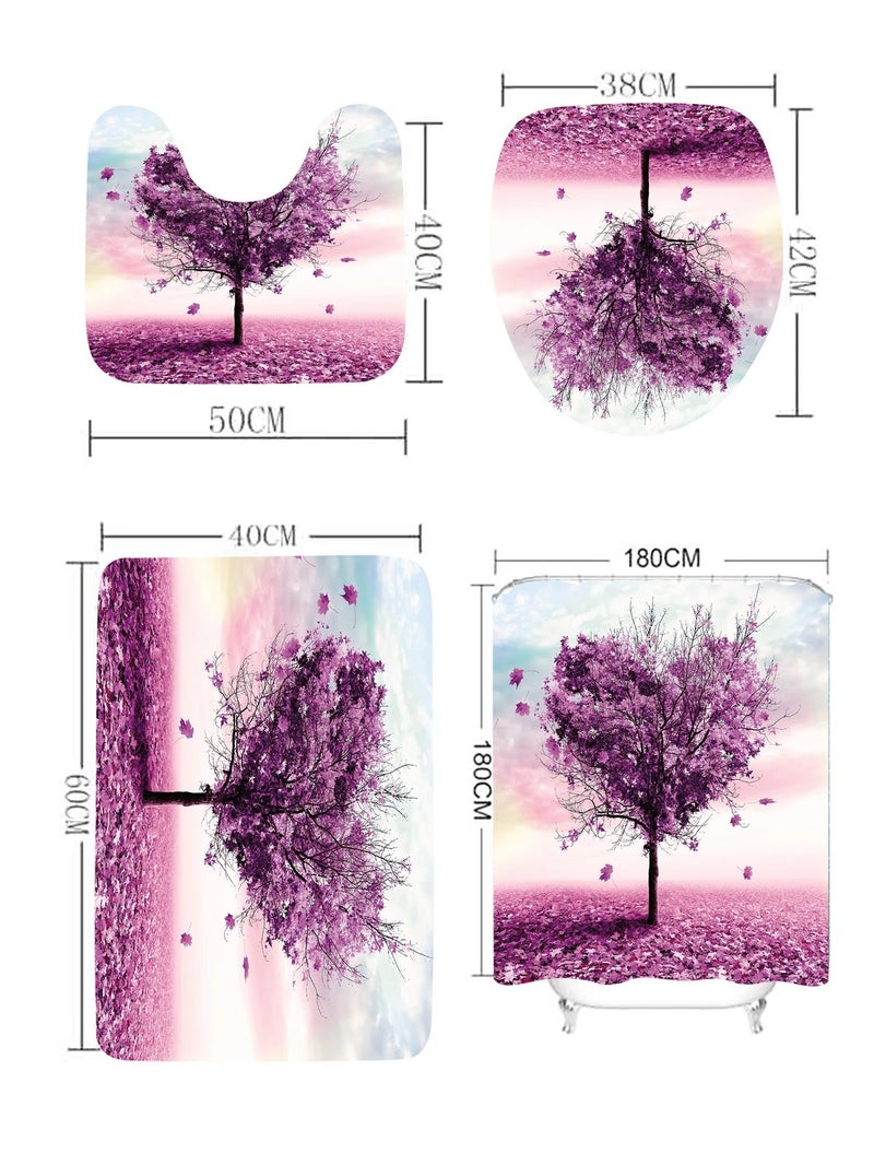 Y&D CF BS194 New Design ized Elegant Thickening 4 Pcs Set Partition Hotel Bathroom Mats Rug Creative Printed Shower Curtain - Image 3