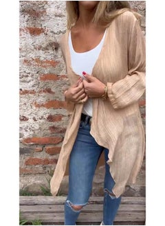 Generic Spring And Summer Europe And The United States New Independent Station Women's Long Solid Color Casual Long Sleeve Cardigan Women 