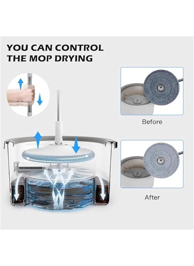 Spin Mop and Bucket Set EasyWring Net Water Sewage Separation Mop Microfiber Hardwood Floor Mop Home Cleaning System with Adjustable Handle and 2 Refills