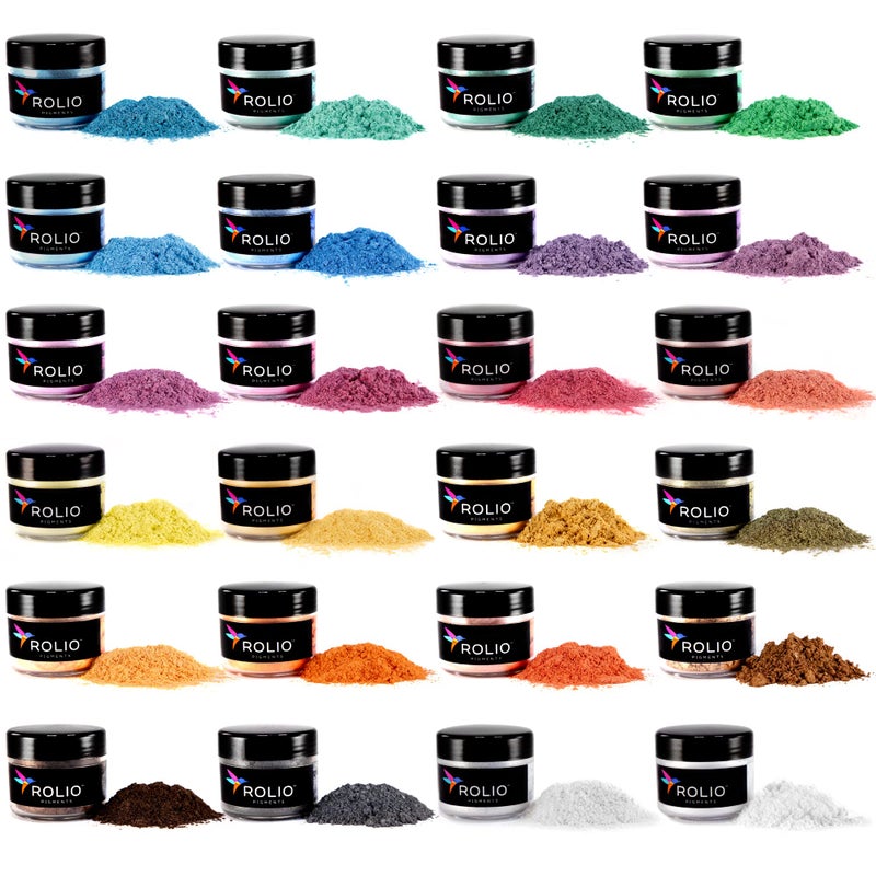 Rolio Mica Powder Pearlescent Color Pigment - Art Set for Resin Epoxy - for Soap Making, Nail Polish, Lip Gloss, Eye Shadow, Slime & Candle Jars - 10g, 24 Jars - (Pastel Set) - Image 1