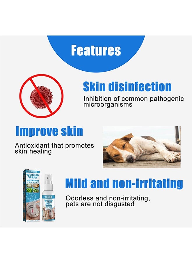 YEGBONG Pet Wound Spray Dog Cat Scratching Wound Treatment Skin Rash Moss Repair Antibacterial Solution, Pet Wound Care, Wound and Skincare, Liquid Spray For Broken & Itchy Skin, 30 ml  - Image 5