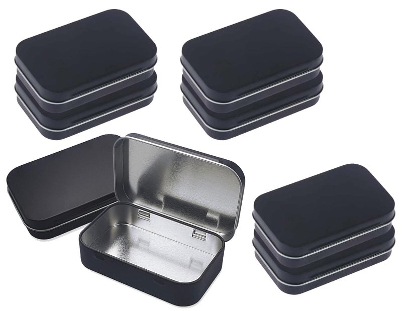 STORE 2508 8 Pcs Small Rectangular Hinged Tin Box, Small Storage Box, for Pen Drive, Candies, Chocolates, Hair Bands, Gifting, 9.5x6x2.2 Cm (Black) - Image 1