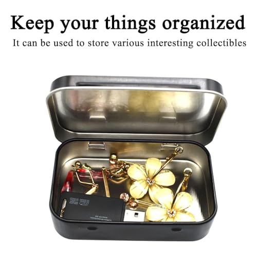 STORE 2508 8 Pcs Small Rectangular Hinged Tin Box, Small Storage Box, for Pen Drive, Candies, Chocolates, Hair Bands, Gifting, 9.5x6x2.2 Cm (Black) - Image 5